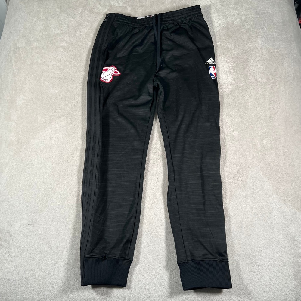Adidas NBA Miami Heat Warm Up Pants Men's Size XL Black Joggers Snap Side Casual
